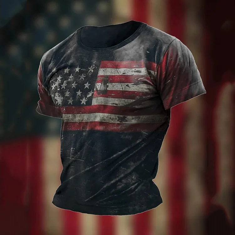VChics Men's Vintage American Flag Declaration of Independence Print T-Shirt
