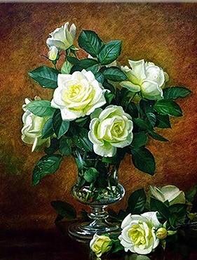 

White Flowers in Jar – Paint By Numbers - 40*50CM, 501 Original