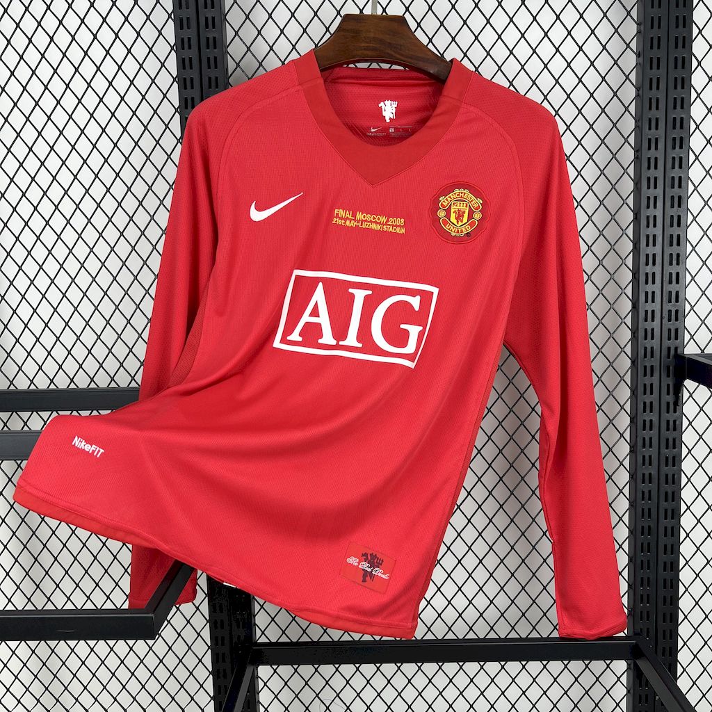 Manchester United Retro 07-08 Champions League Final Home Long Sleeve Jersey
