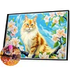 (60*40cm)Cat Flowers - Full Round Drill Diamond Painting