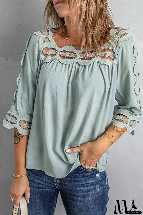 Crochet Trim Hollow Blouse