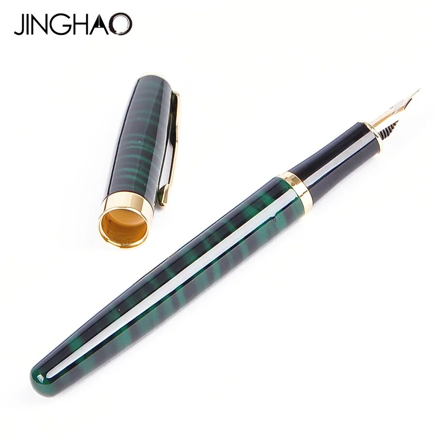 High Quality Metal Black Fountain Pen F nib Luxury ink Pens School & Office Supplies stationery Elegant Pens For writing Gift