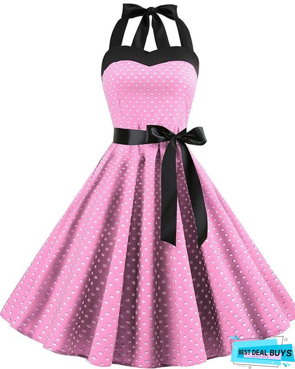 Women's A-Line Dress Knee Length Dress Sleeveless Polka Dot Print 1950S Hot Vintage Blue Red Blushing Pink Light Blue