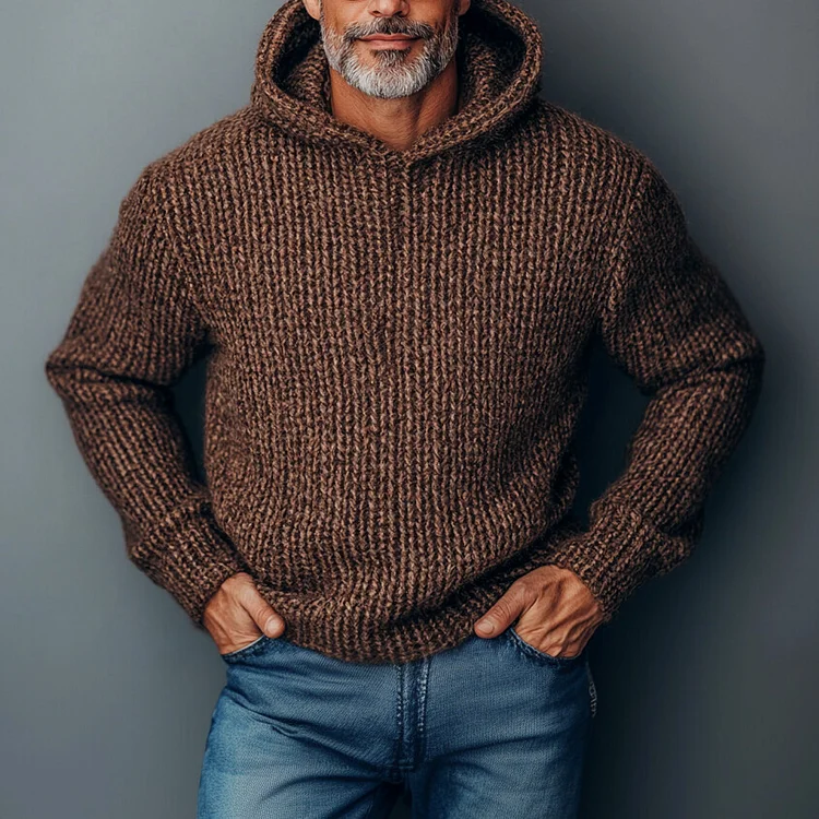 Men's Knitted Solid Color Hoodie-inspireuse