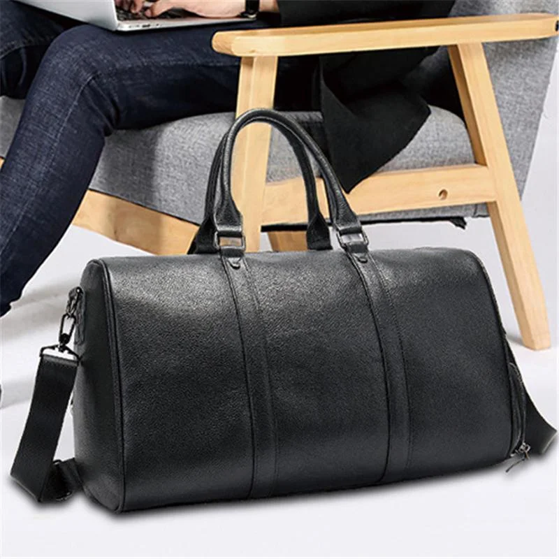 Leather Large Capacity Solid Color Duffel Bags Travelling Bag