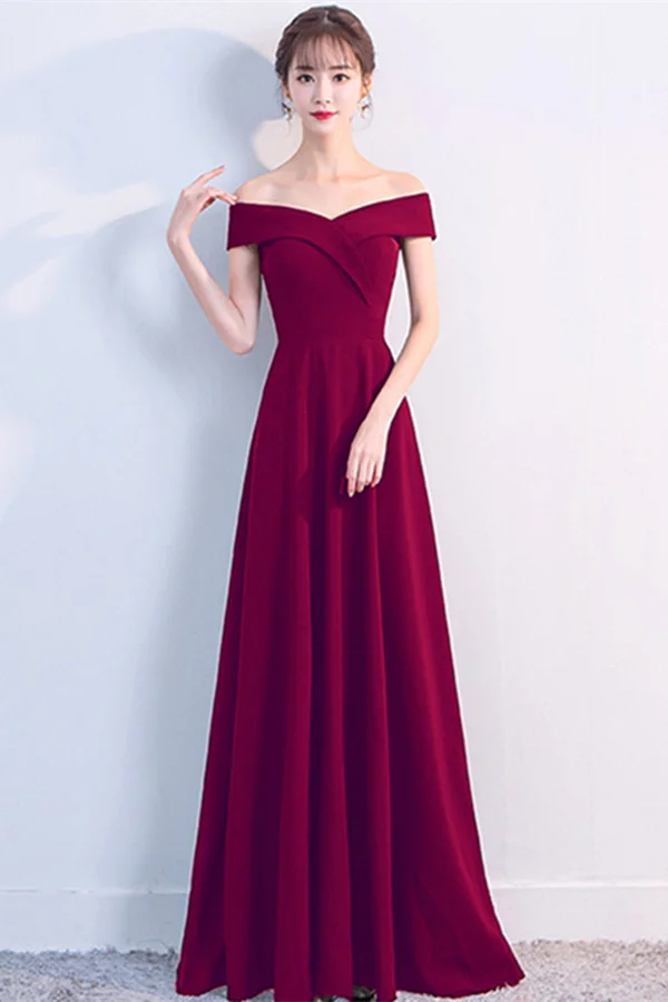 Luluslly Off-the-Shoulder Long Evening Dress Zipper Back