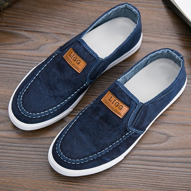 Mens Shoes Casual Denim Male Sneaker Slip On Loafers Men Canvas Shoes Breathable Soft Flat Driving Shoes Mens Daily