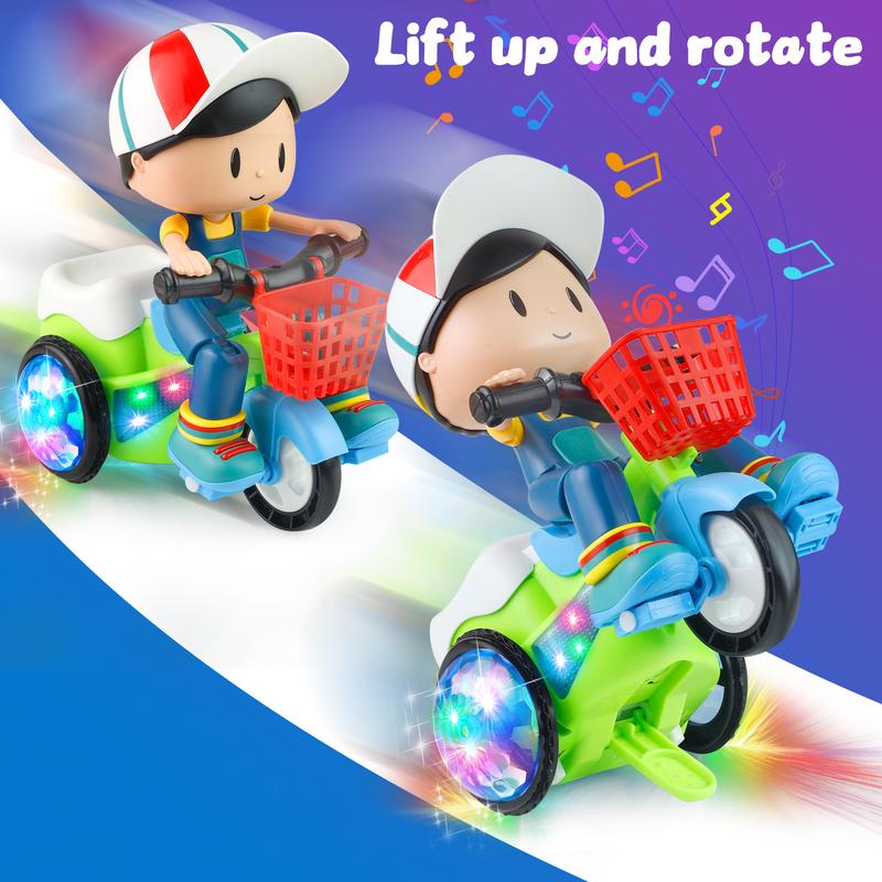 Kids Electric Stunt Tricycle Toy with Lights Music Wiggling Action & Obstacle Avoidance Fun for Toddlers Christmas Gift Idea