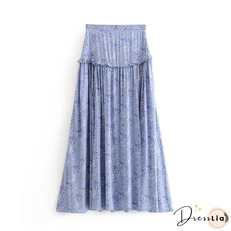 Print High Waist Boho Beach Skirt