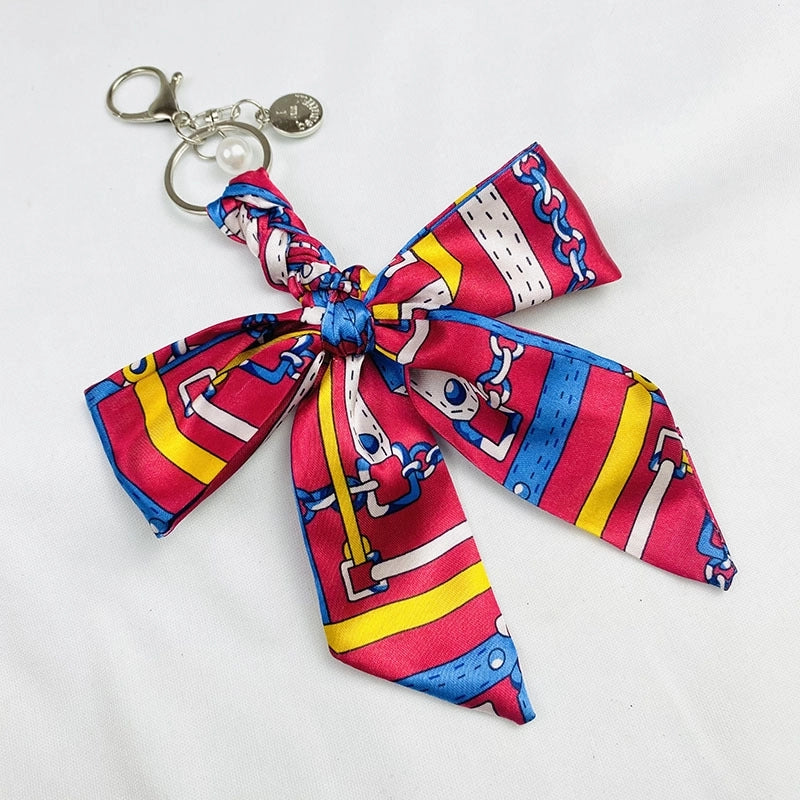 Sweet Minimalist Bow Knot Cloth Metal Unisex Bag Pendant Keychain
