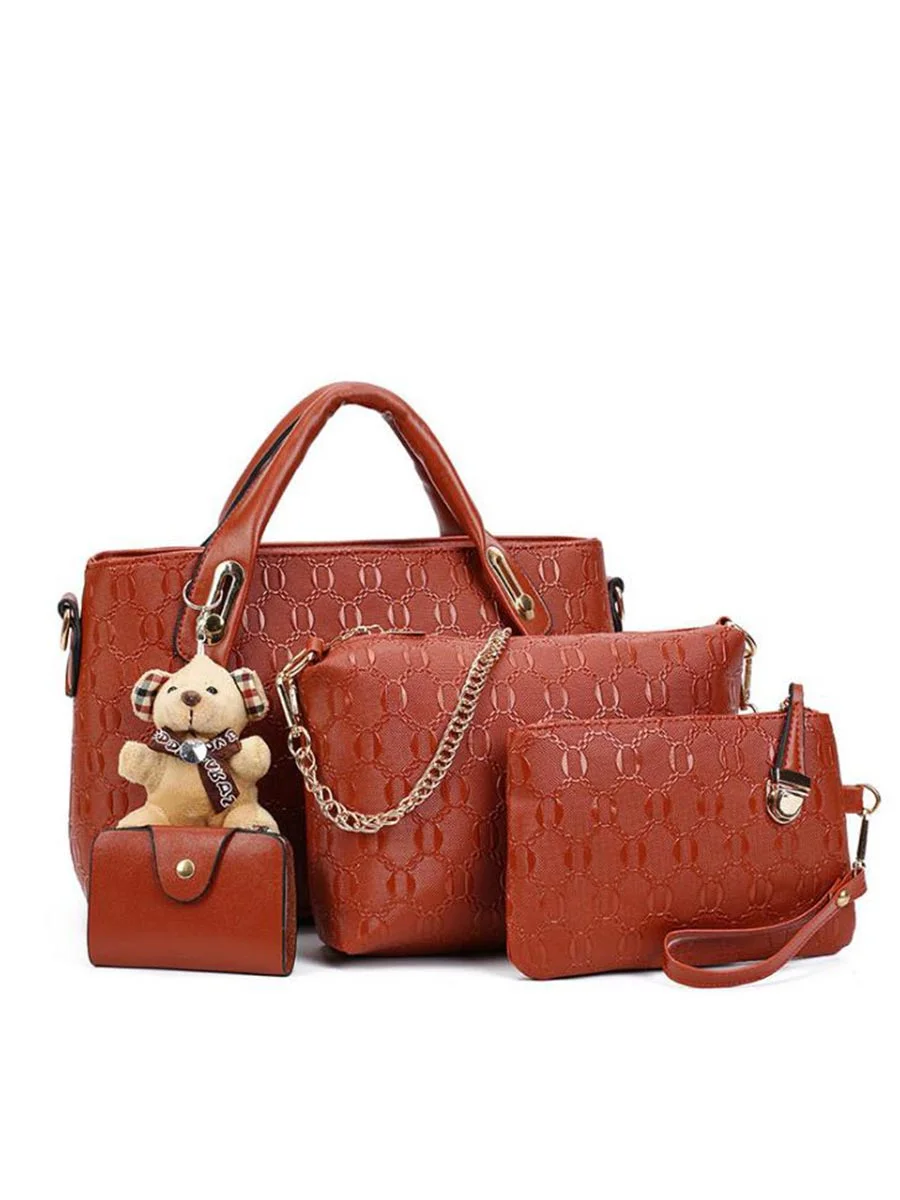 Women 4 Set Handbags PU Leather Shoulder Bag