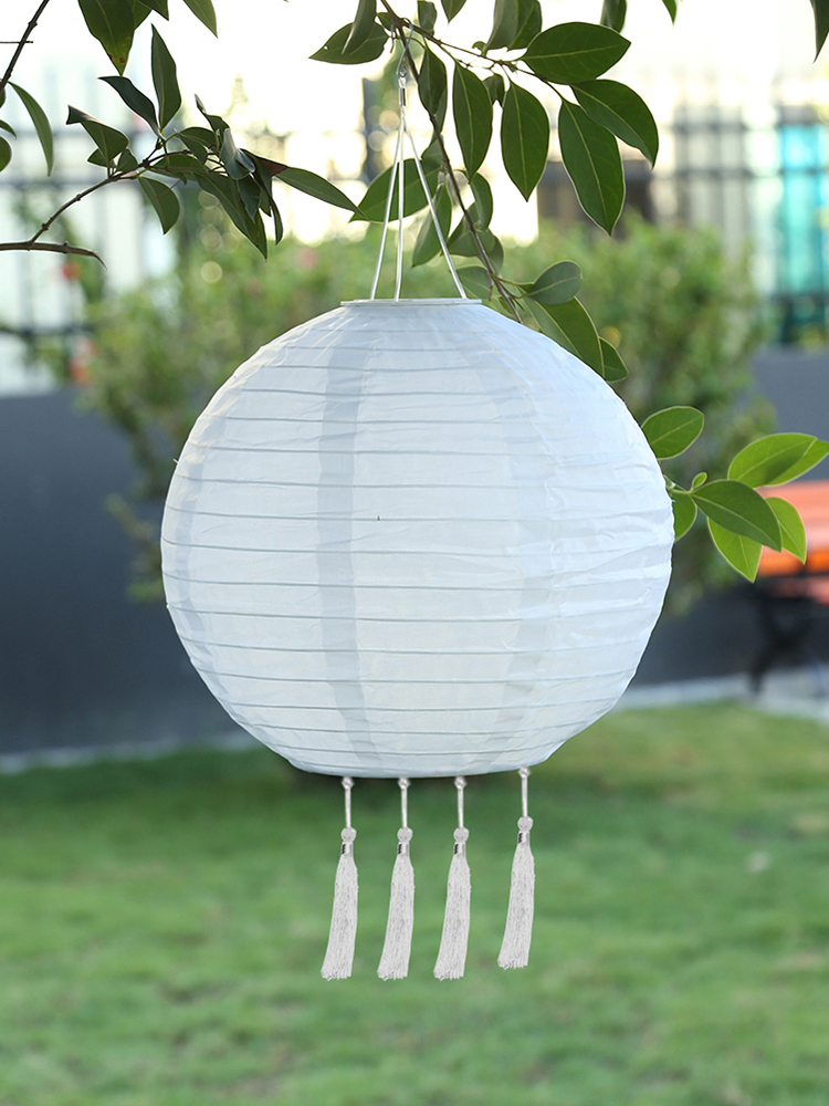 

Solar Lanterns with Tassel Outdoor Hanging Ball LED Lamp Garden Patio Decor, White, 501 Original