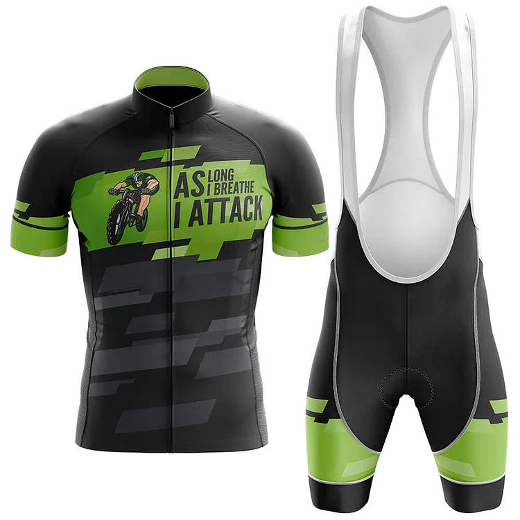 AS LONG I BREATHE I ATTACK Men's Short Sleeve Cycling Kit