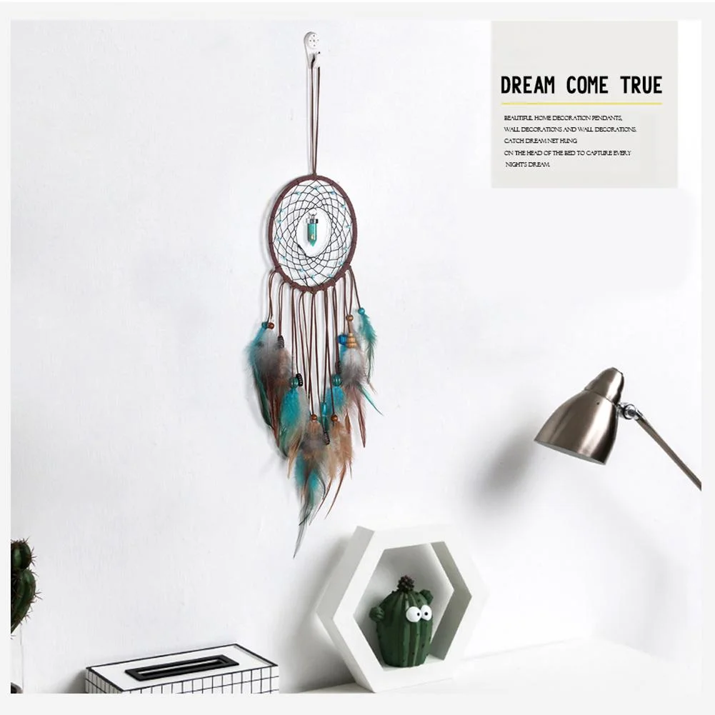 Handmade Dream Catcher LED Light Feathers Wall Hanging Dreamcatcher Decor