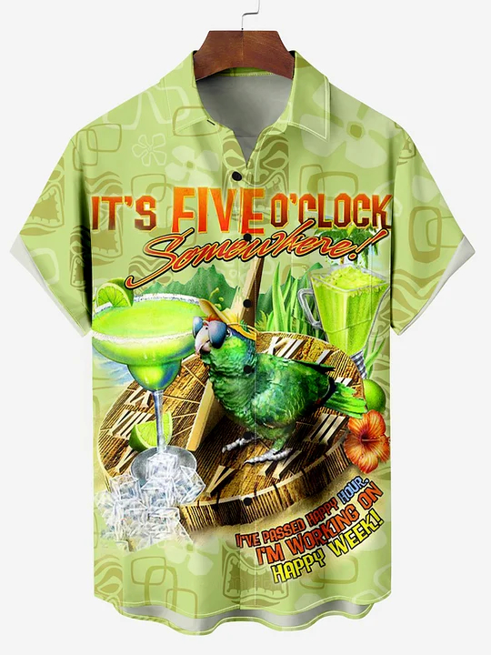 Hawaii Parrot Party Vacation Short Sleeve Shirt PLUSCLOTHESMAN