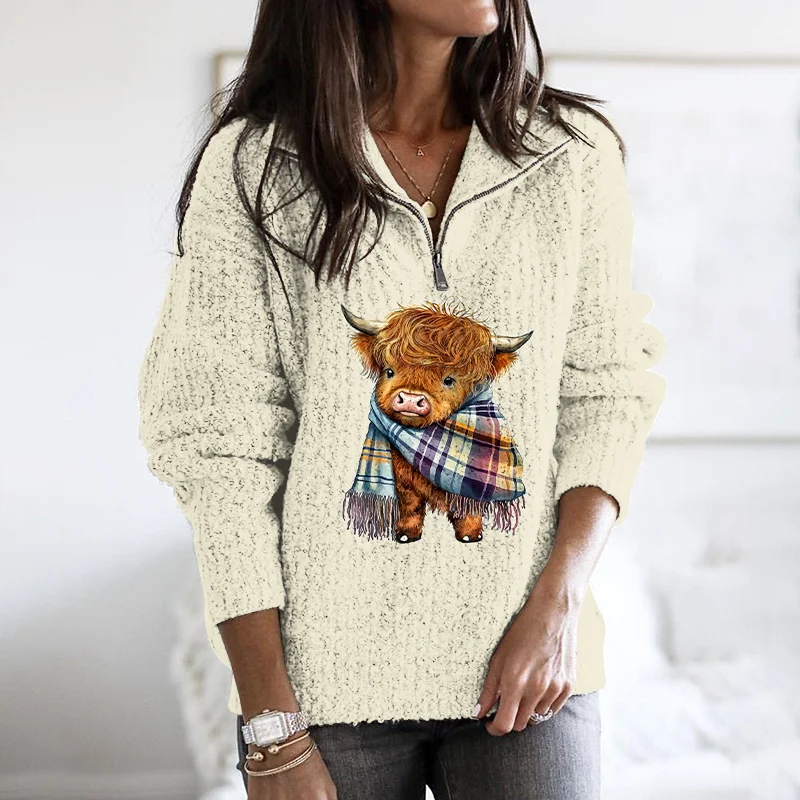 Vintage Scotland Highland Cow Cozy Sweater