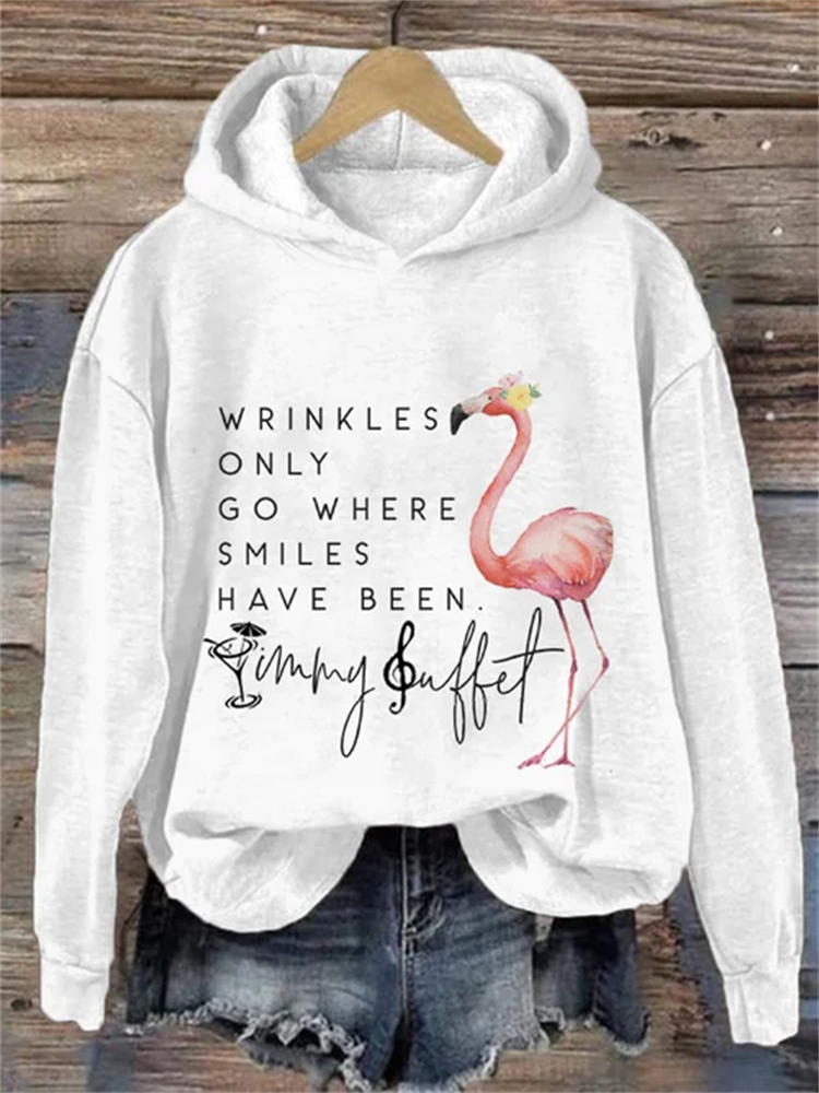 Women's Wrinkles Only Go Where Smiles Have Been Print Casual Hoodie