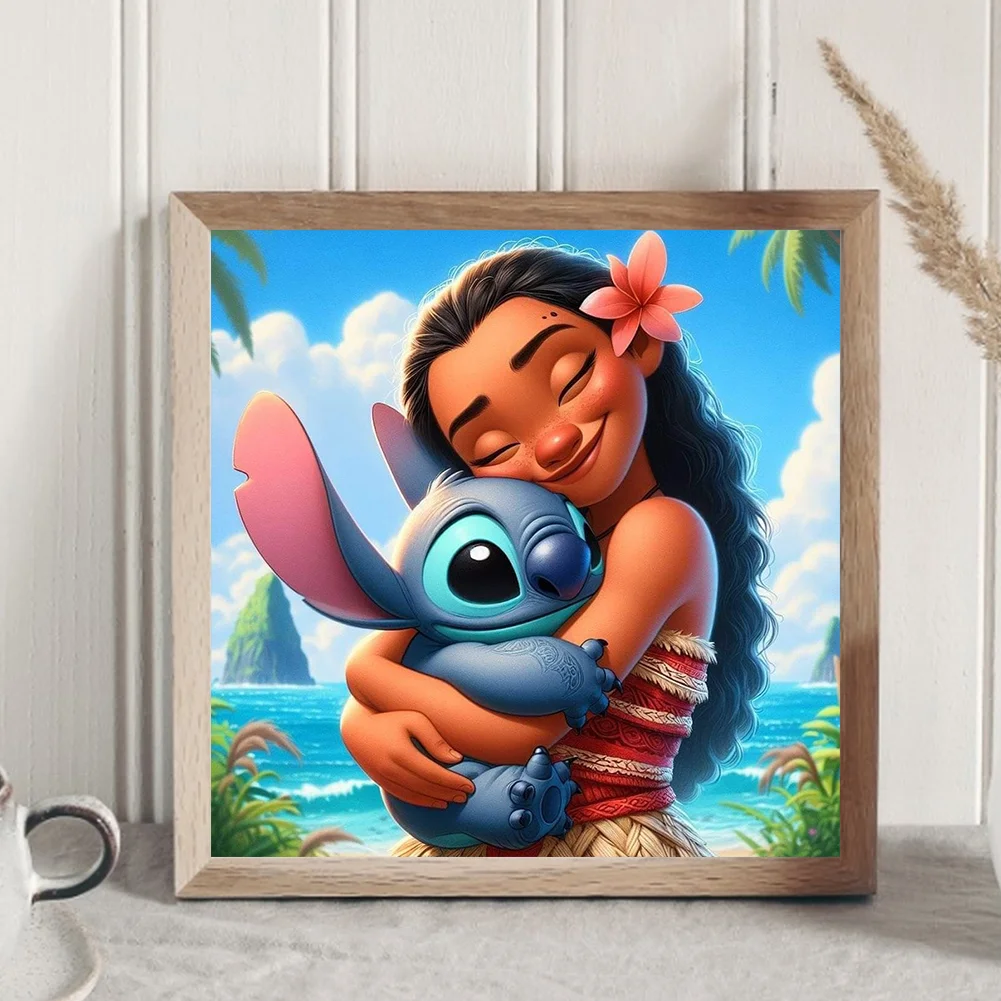 Diamond Painting - Full Round Drill - Stitch With Princess(Canvas|30*30cm)