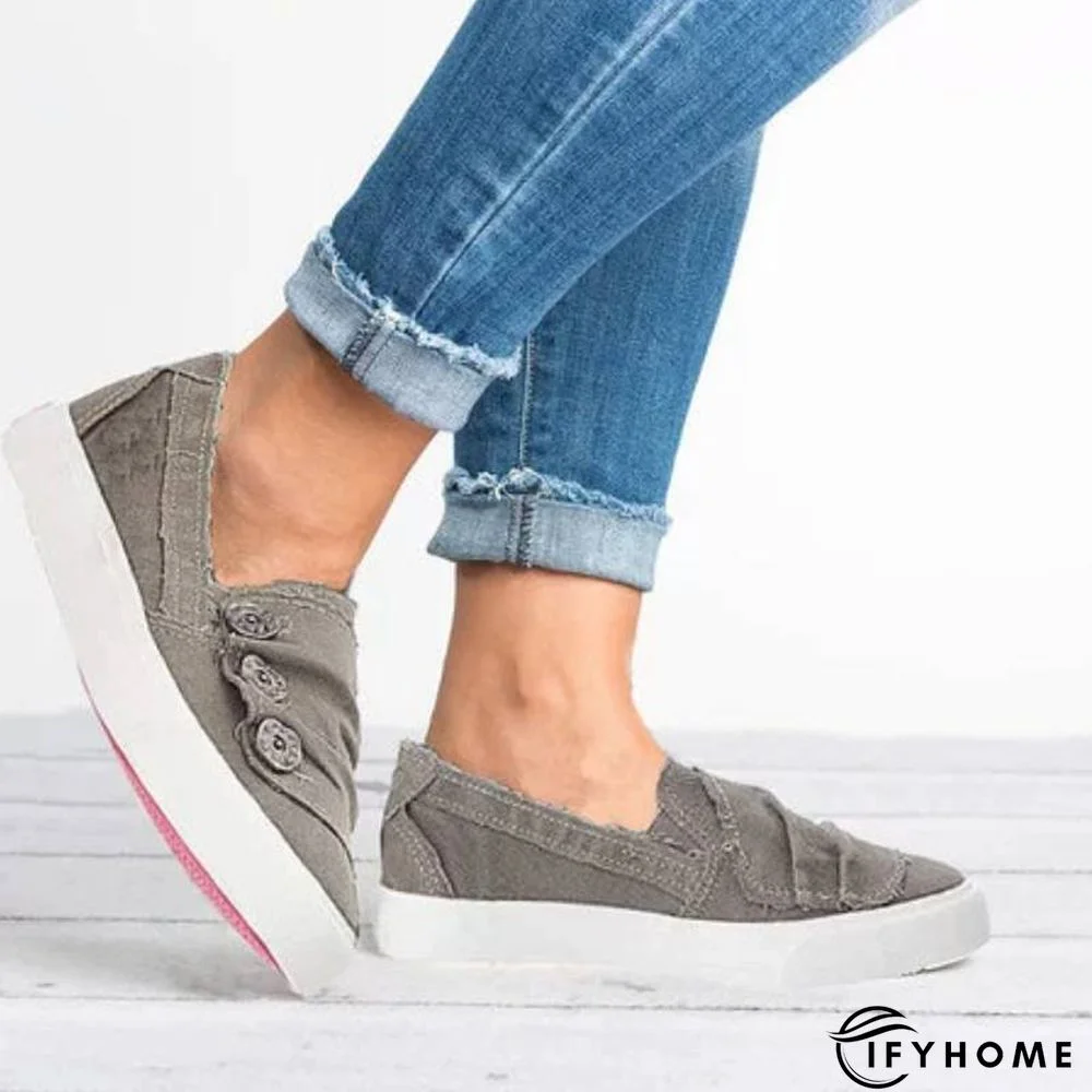 Women Casual Button Comfy Sneaker | IFYHOME