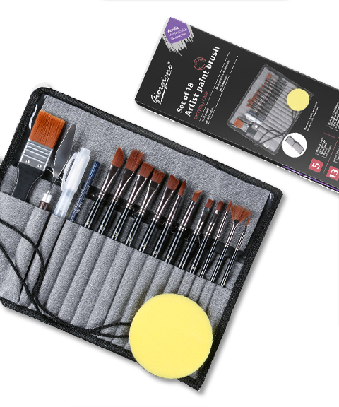 18 Pcs Professional Artist Paint Brush Set