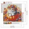 40x40cm Halloween Katze 5D DIY Vollbohrer Runde Diamond Painting Kit Wanddekoration