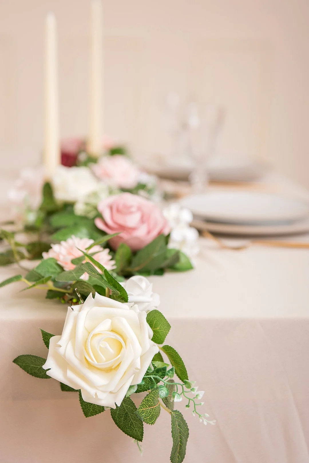 5ft Flower Garlands in Dusty Rose & Cream