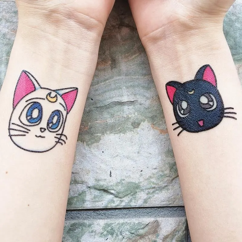 Tatoo Waterproof Cat Japanese Cute Pet Arm Semi Permanent Tattoo Cat Animal Funny Tattoo Sticker Temporary Tattoos for Men Women