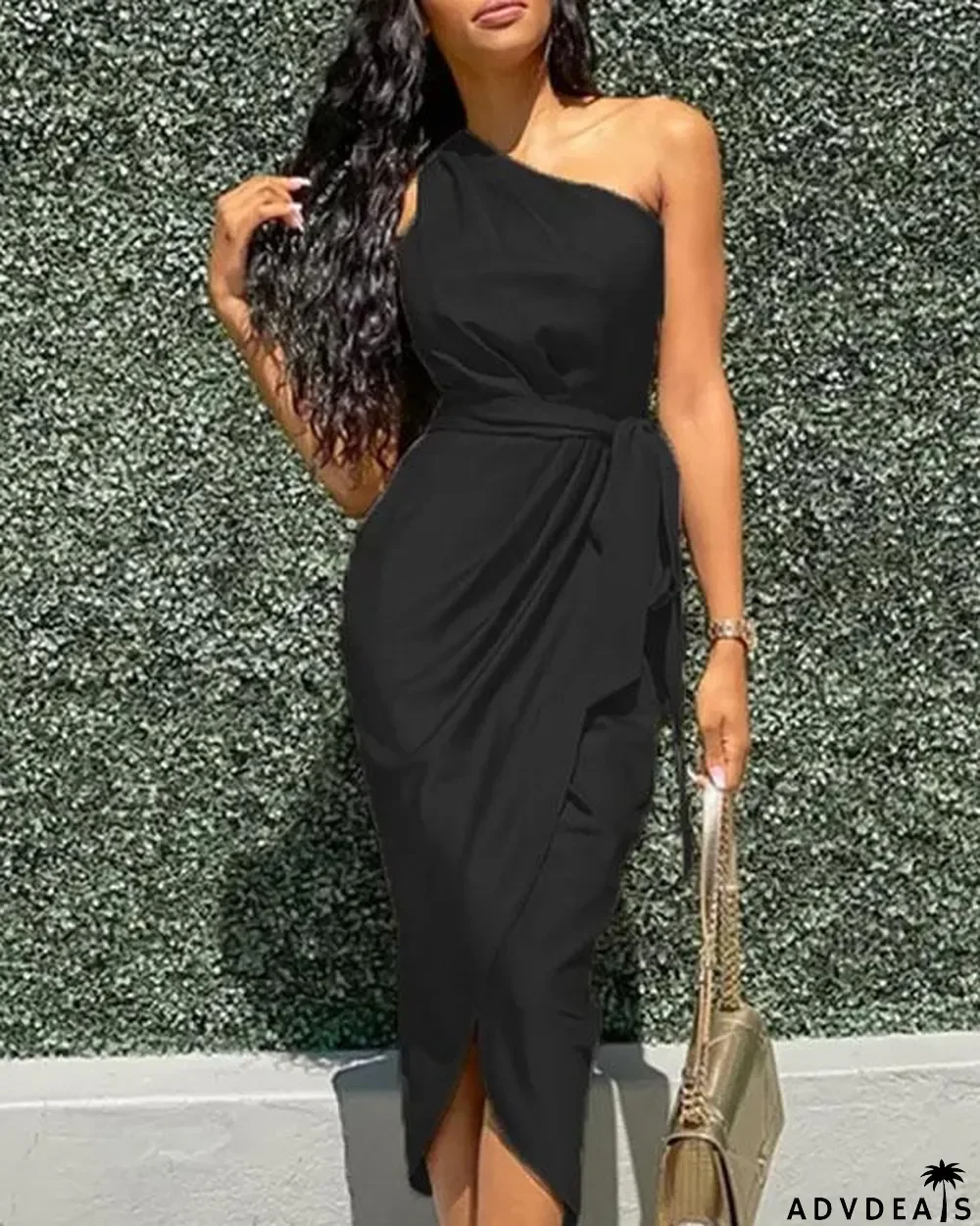 Oblique Shoulder Sheath Party Dress