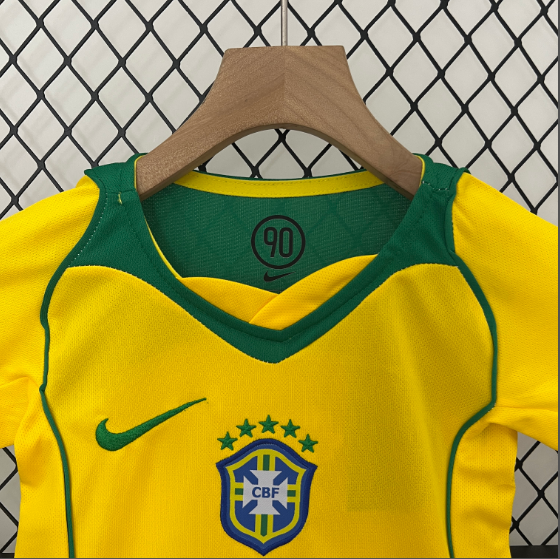 2004 Retro Brazil Home Kids Kit Football jersey Thai Quality