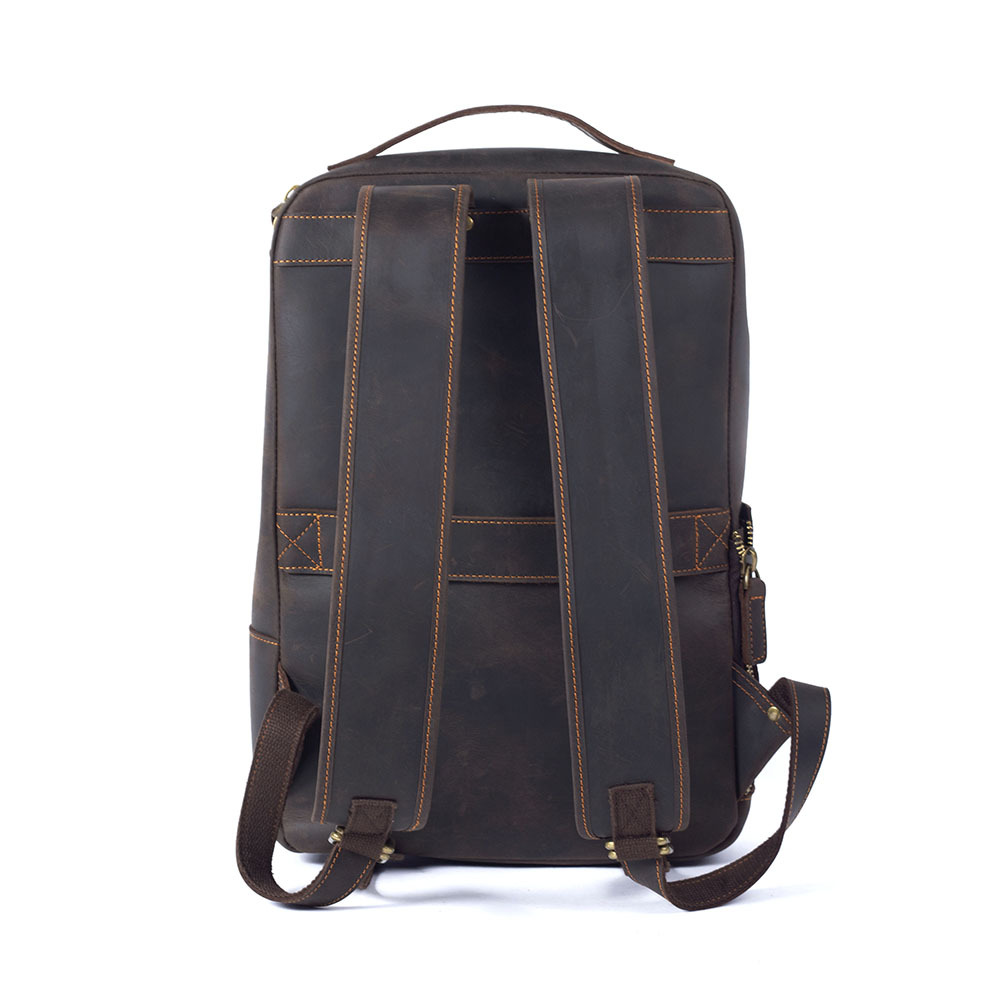 Back Display Color Dark Brown of Leather Backpack