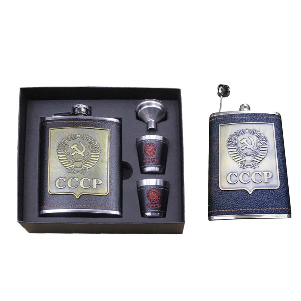 

8oz Stainless Steel Alcohol Hip Flasks Whiskey Wine Bottle Funnel Cups Kit, 501 Original