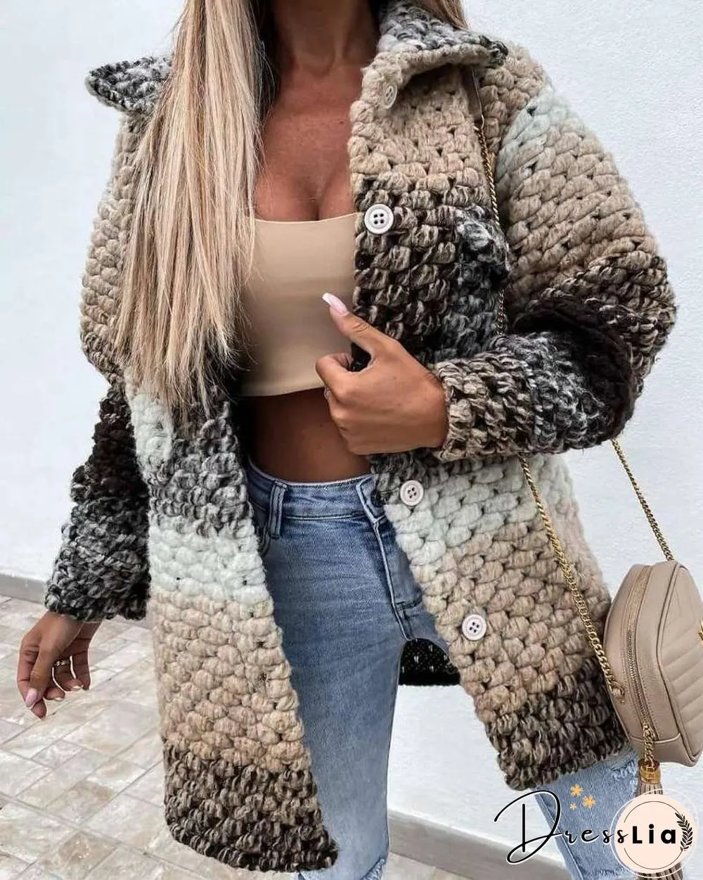 Autumn and winter womens new fashion print ladies woolen coat women coats tweed jacket