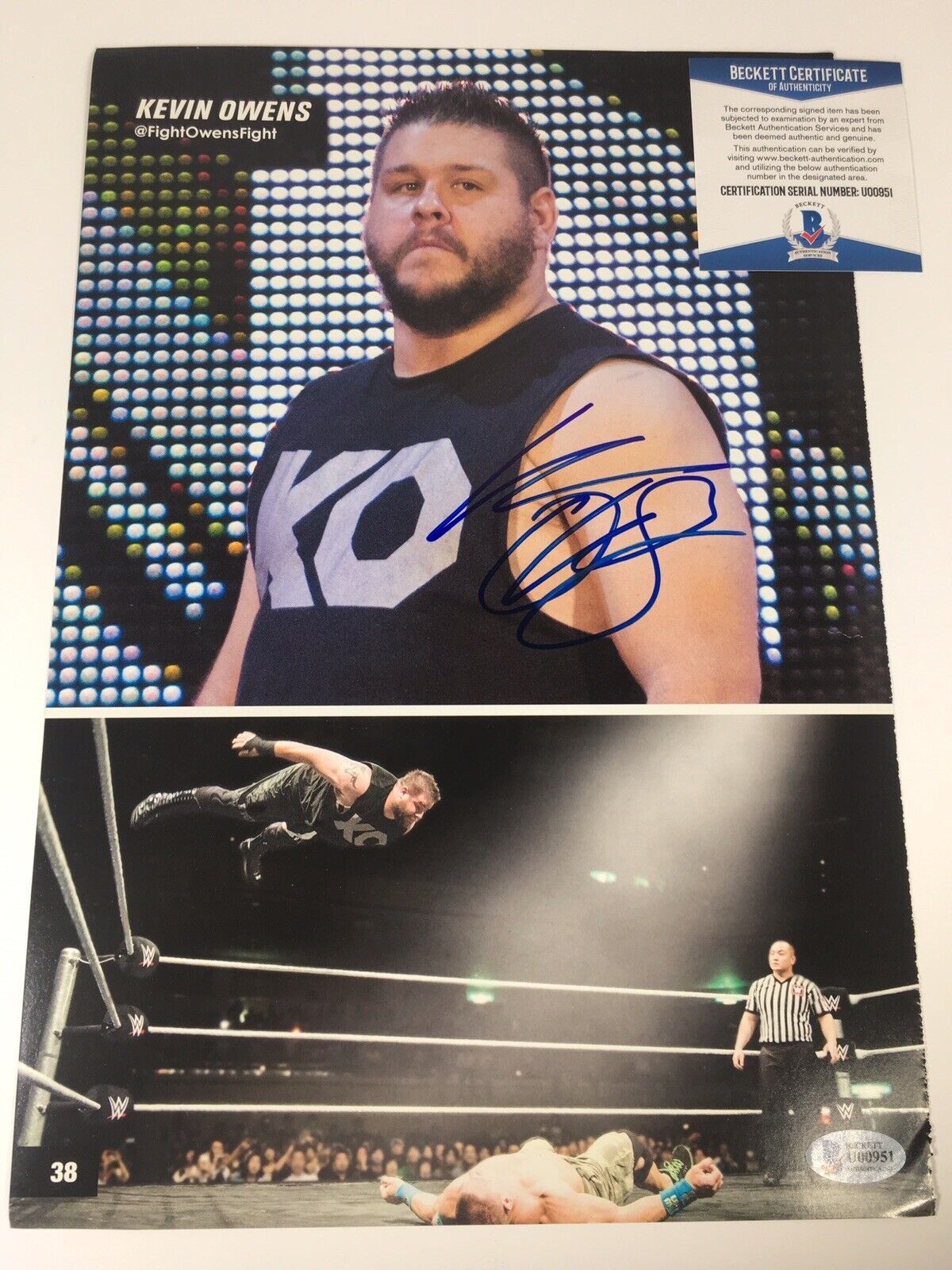 Kevin Owens Signed Photo Poster painting Program Page 9x13 BECKETT COA NXT WWE RAW