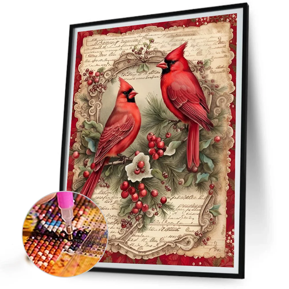 Diamond Painting - Full Square Drill - Xmas Cardinal(Canvas|40*50cm)