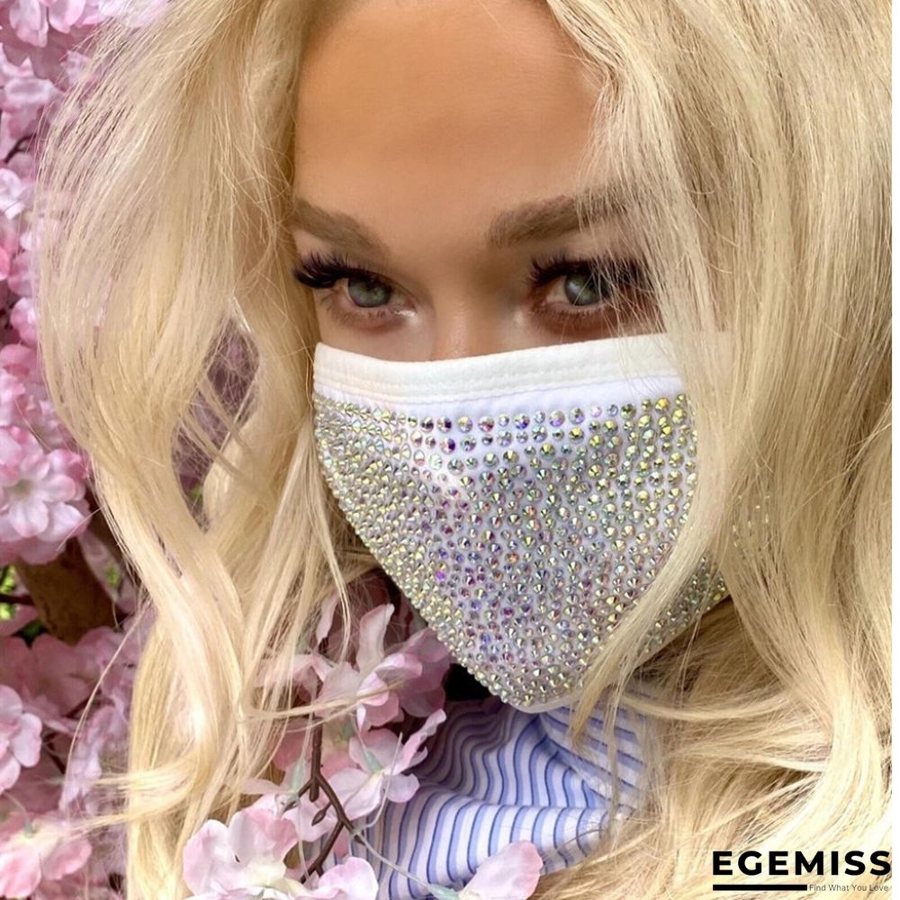 White Fashion Hot Drilling Decorative White Face Mask | EGEMISS