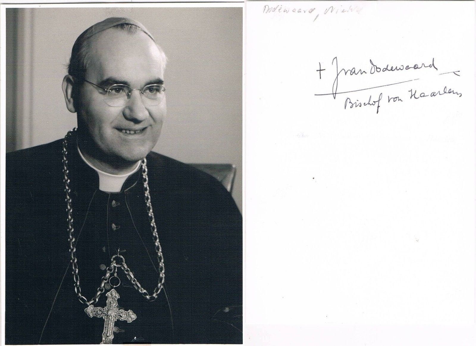 Bishop Joannes A. E. van Dodewaard 1913-66 autograph verso signed 4x6