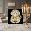 DIY Pearl Painting Monkey for Home Wall Decor with Frame(30x30cm)
