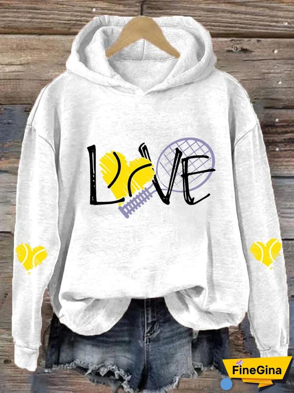 Women's Love Tennis Casual Hoodie