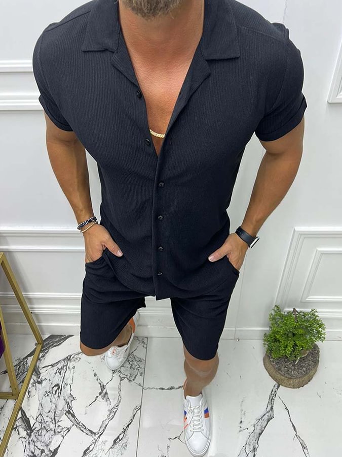 Men's Summer Casual Black Shirt