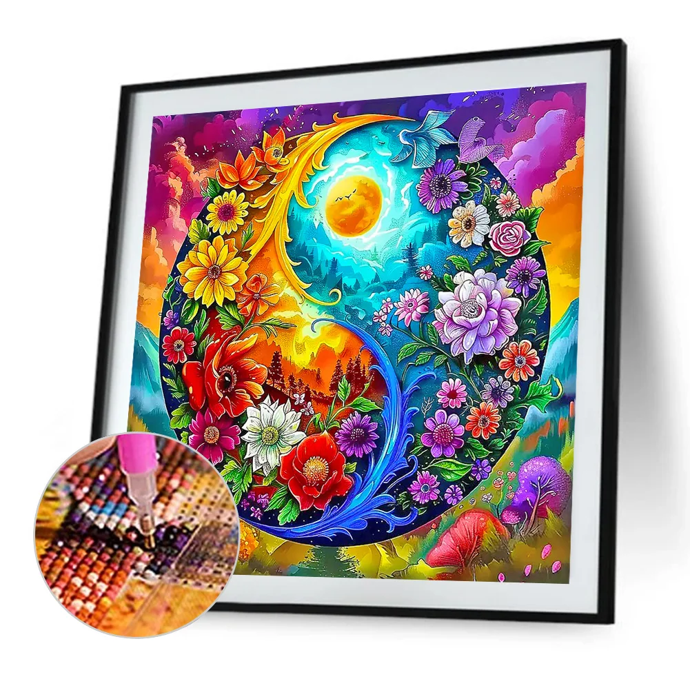 Diamond Painting - Full Round Drill - Tai Chi Flower(Canvas|50*50cm)