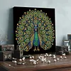 Peinture de perles DIY paon avec cadre en bois de 30x30 cm art en toile de perles