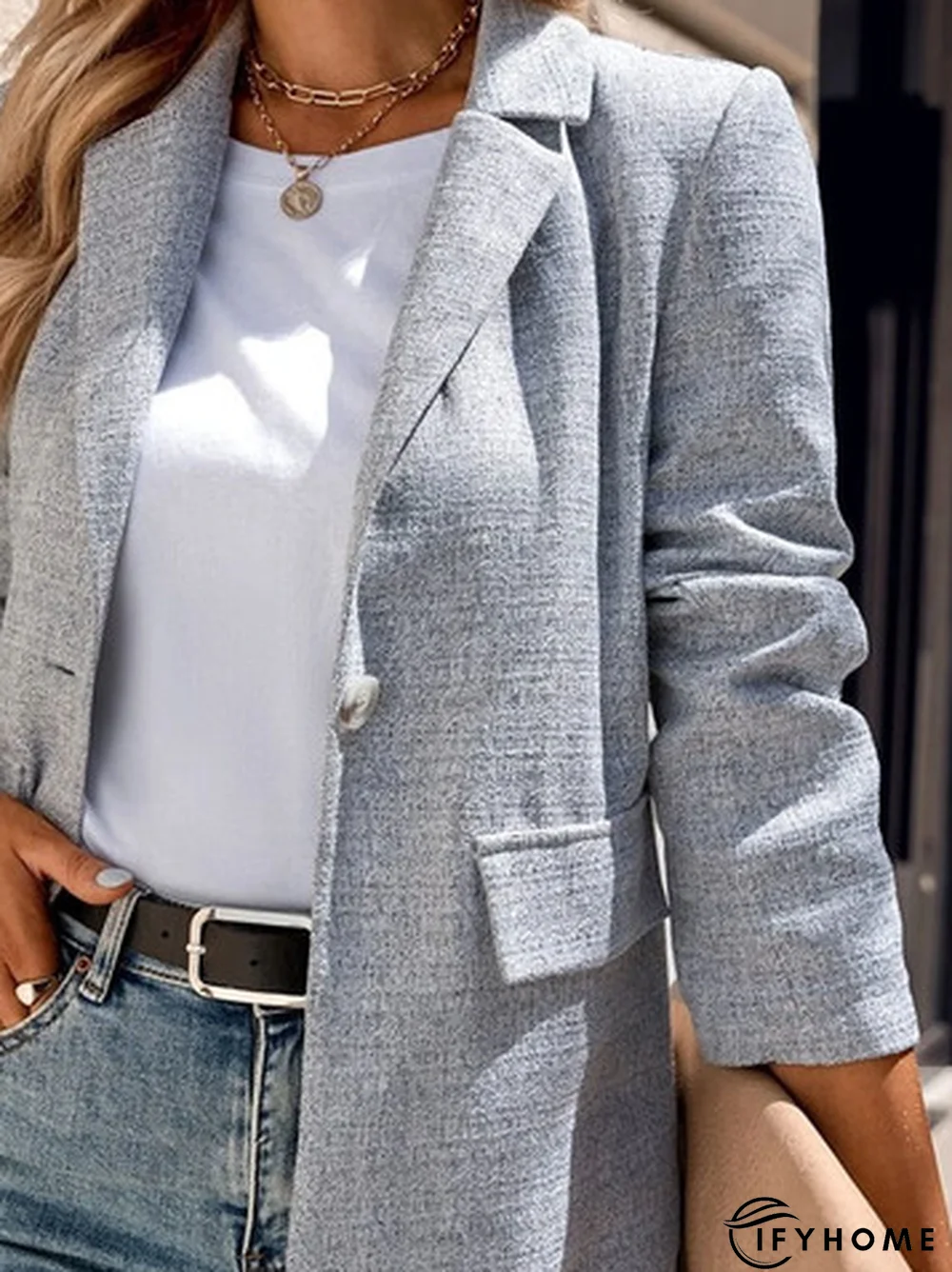 Loose Plain Casual Shawl Collar Blazer | IFYHOME