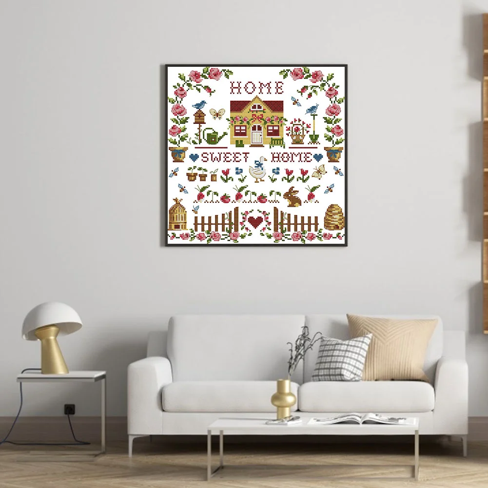 Partial Printed Cross Stitch 14CT - Sweet Home(31*31cm)
