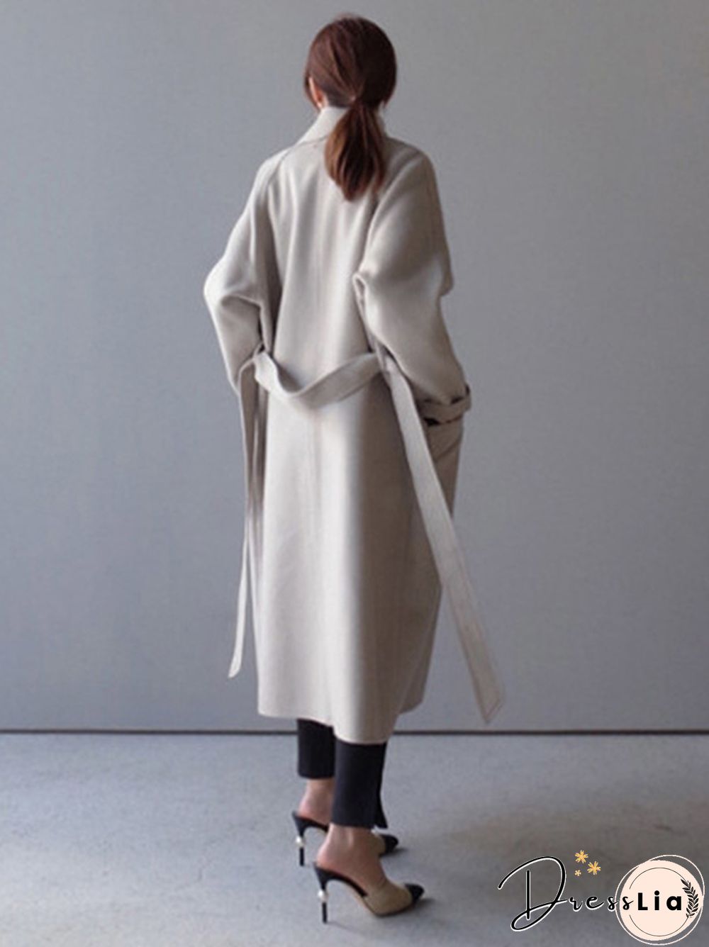 Autumn And Winter Fashion Women Temperament Coat Loose Long Oversize Trench Coat Wool Blend Coat