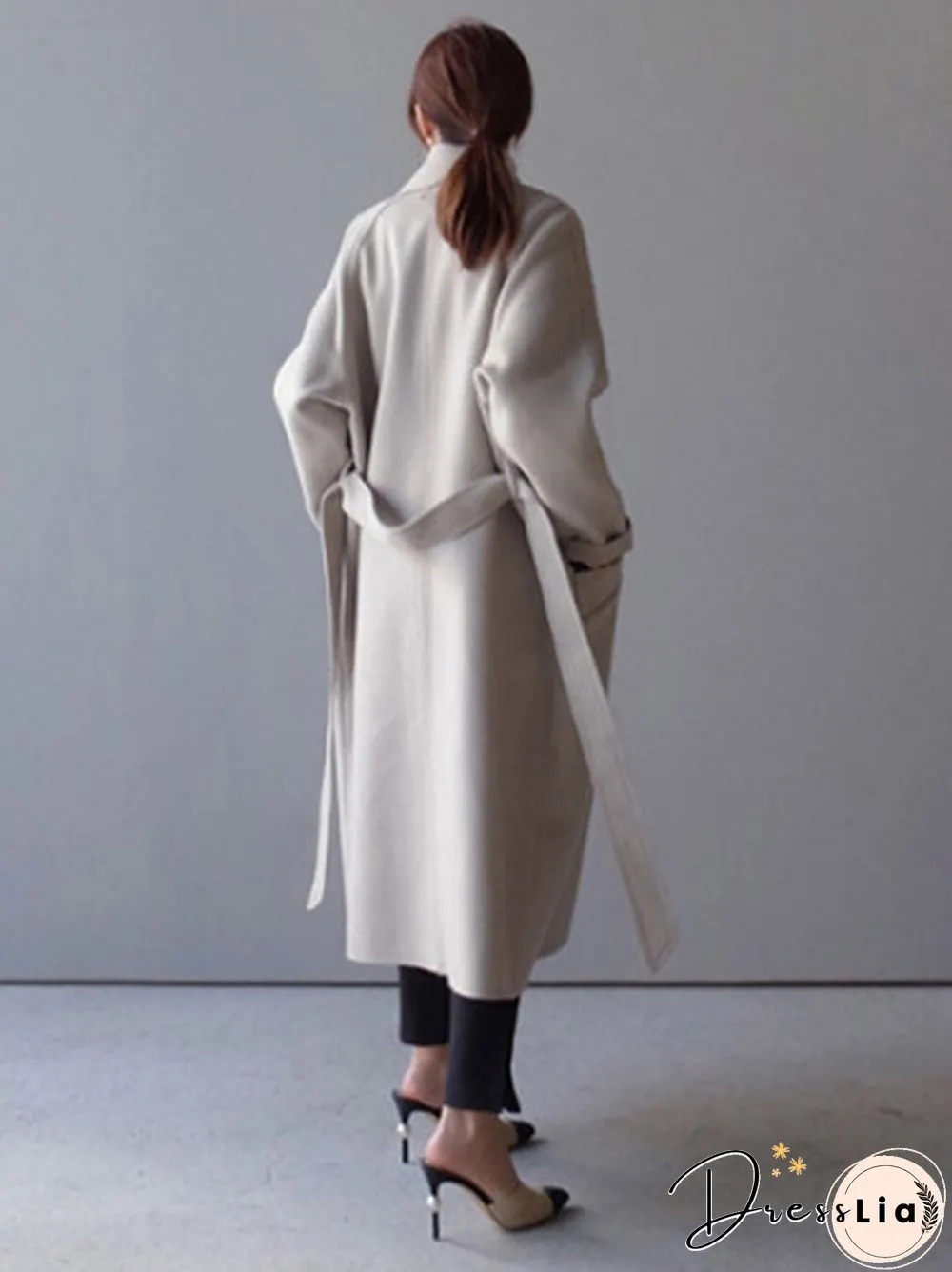 Autumn And Winter Fashion Women Temperament Coat Loose Long Oversize Trench Coat Wool Blend Coat