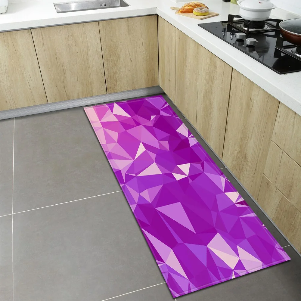 Kitchen Floor Mat Home Entrance Doormat 3D Geometry Living Room Bedroom Decoration Carpet Hallway Balcony Bathroom Anti-Slip Rug