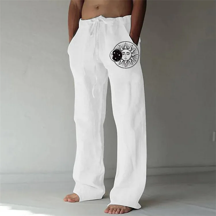 Men's Elastic Sun Print Casual Trousers
