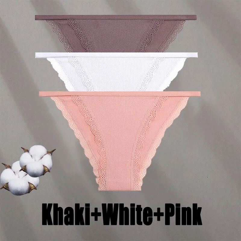 Billionm Women Sexy Lace Panties Cotton Breathable Underwear G-String Intimates Lingerie Female Solid Color Soft Underpants