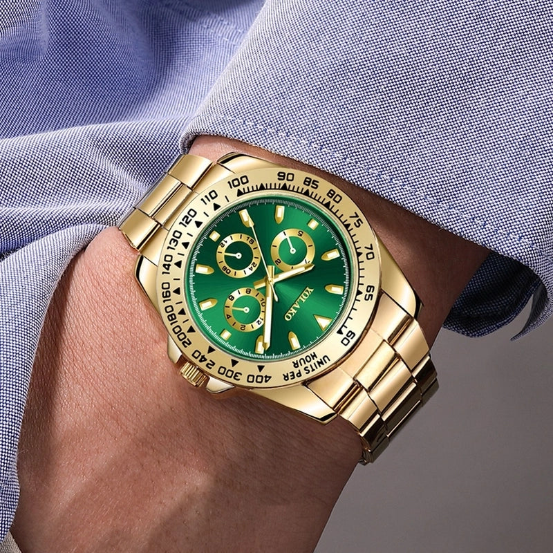 Casual Color Block Solid Color Single Folding Buckle Quartz Men’s Watches