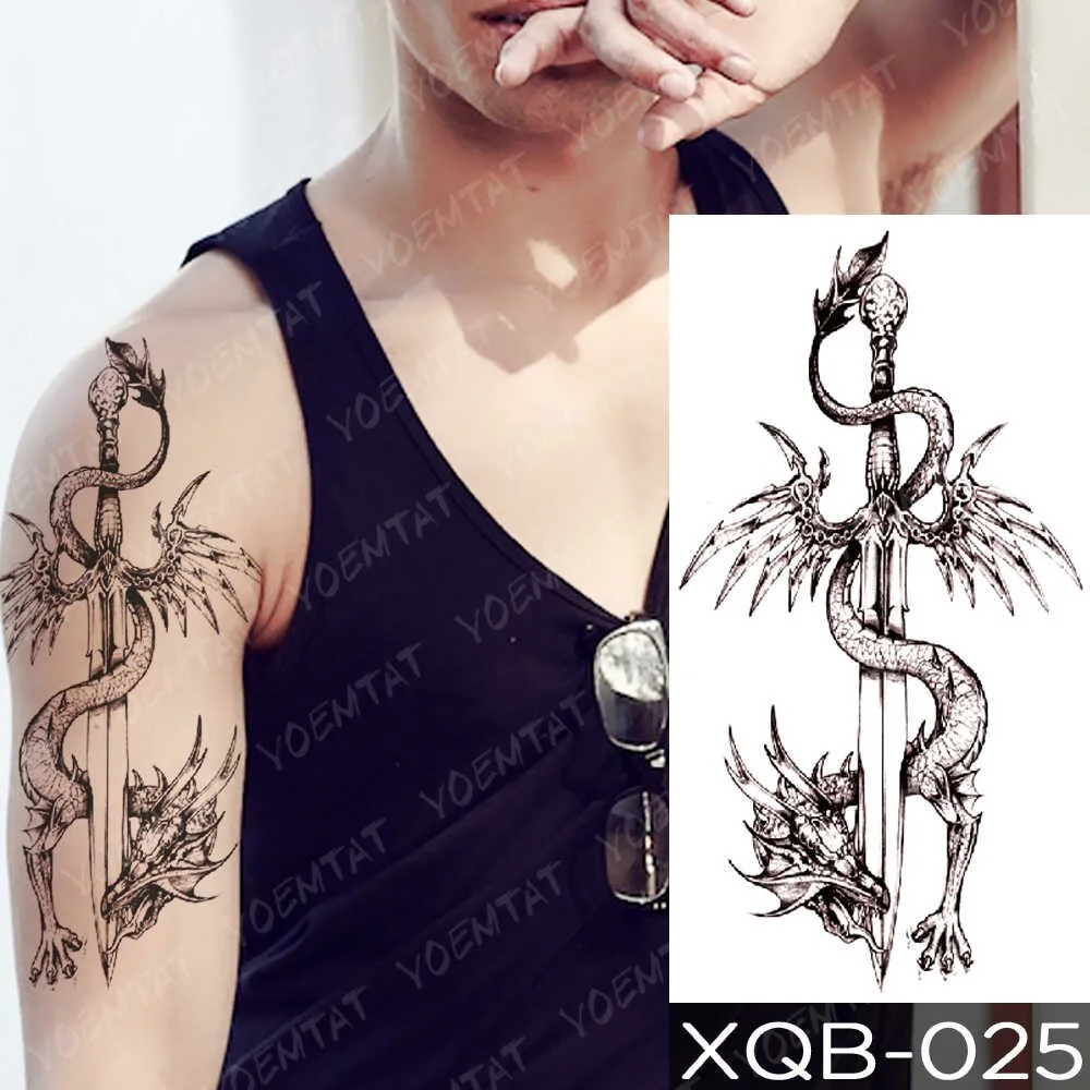 Waterproof Temporary Tattoo Sticker Totem Leopard Flash Tattoos Dragon Tiger Wolf Lion Body Art Arm Fake Tatoo Women Men